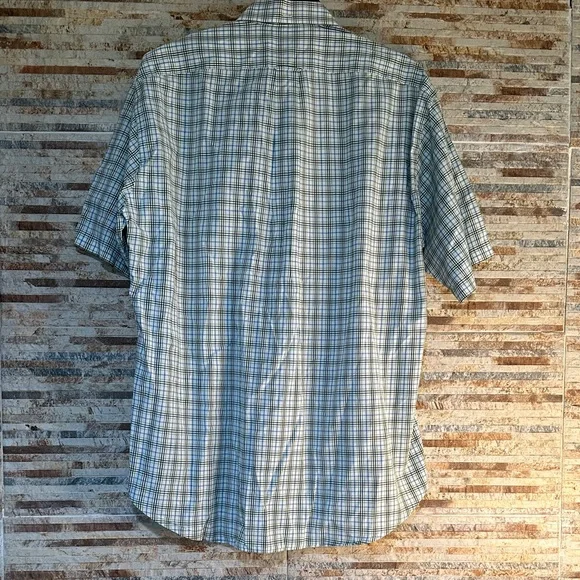 Faconnable Plaid Button-Down Shirt in Green and White - Picture 3 of 3